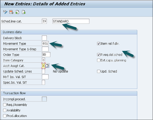Now enter the new entries